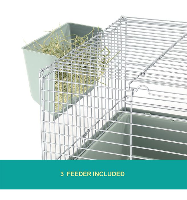 2 Levels Rabbit Cage Hutch Metal Cat Ferret Guinea Pigs House Small Animal Pet Crate
