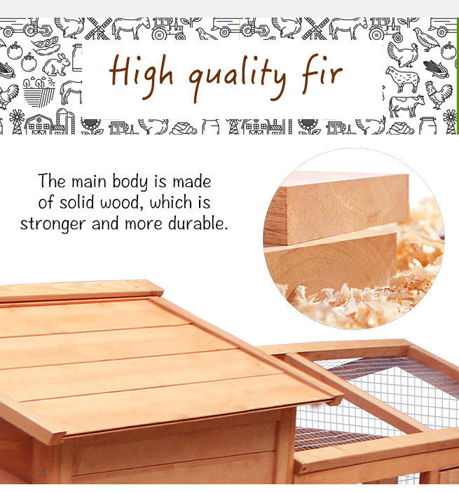 Petscene 284cm Wood Chicken Rabbit Coop Hen House Hutch Poultry Cage