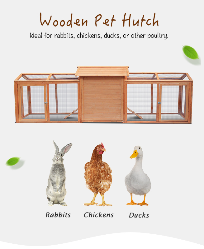 Petscene 284cm Wood Chicken Rabbit Coop Hen House Hutch Poultry Cage