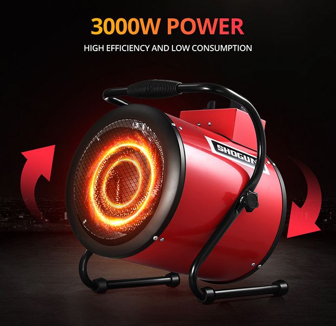 Industrial Fan Heater 2 in 1 Portable Electric Hot Air Blower Carpet Dryer for Shed Warehouse Workshop SAA 3000W