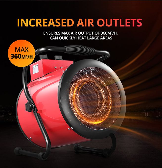 Industrial Fan Heater 2 in 1 Portable Electric Hot Air Blower Carpet Dryer for Shed Warehouse Workshop SAA 3000W