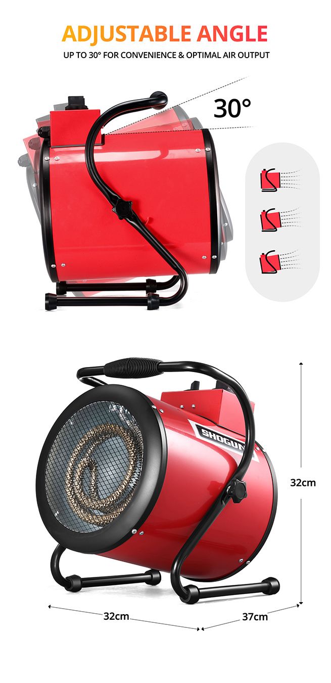 Industrial Fan Heater 2 in 1 Portable Electric Hot Air Blower Carpet Dryer for Shed Warehouse Workshop SAA 3000W