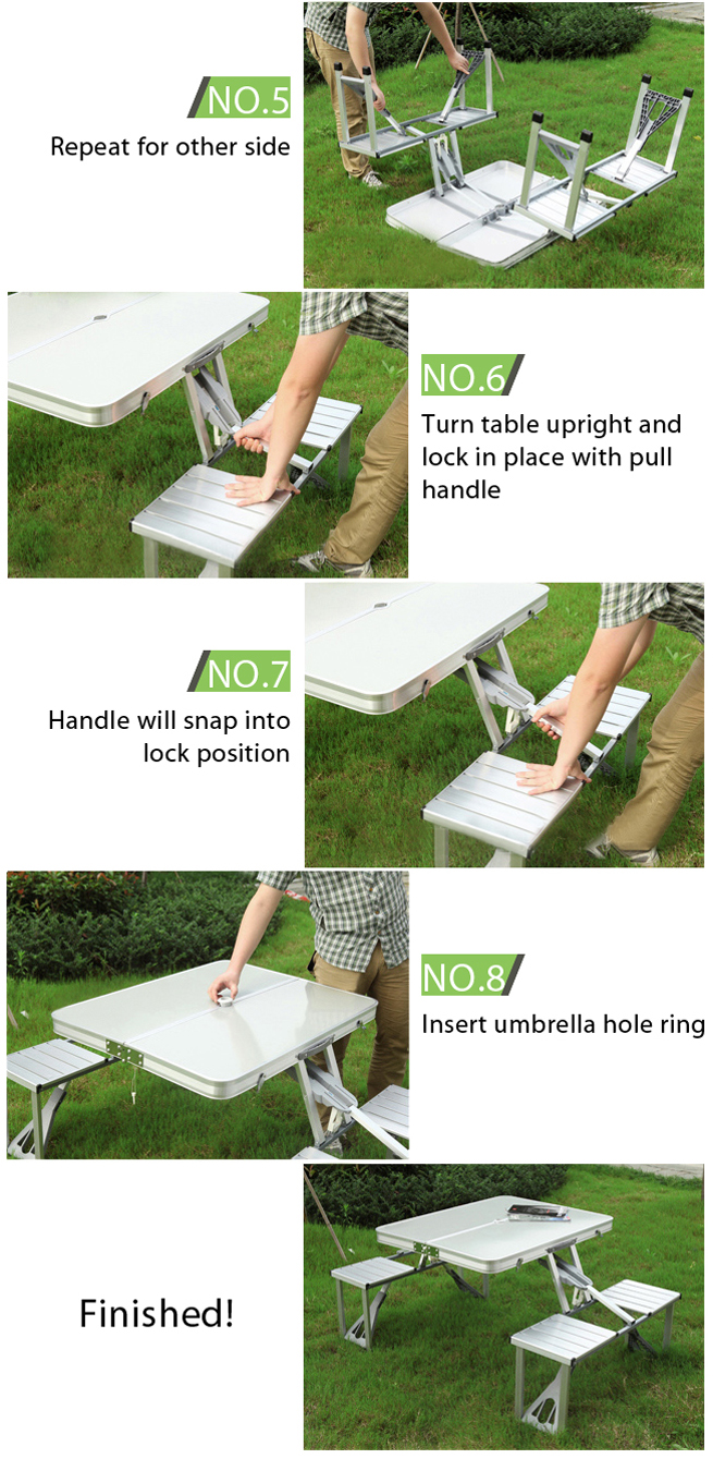 Outdoor Aluminium Folding Portable Picnic Table Camping Set Bbq Foldable Portable Picnic Table W Four Seats